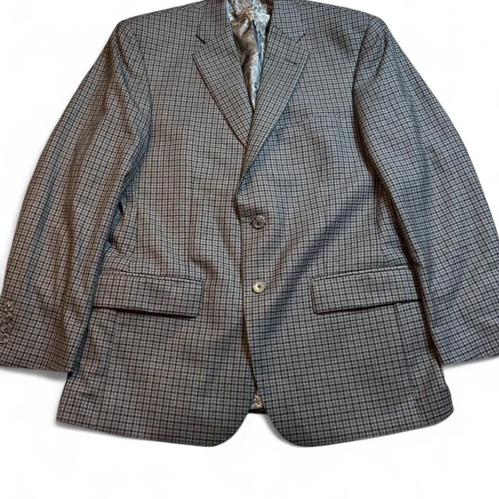 Turnbury gray checkered plaid 100% wool‎ blazer size 40S